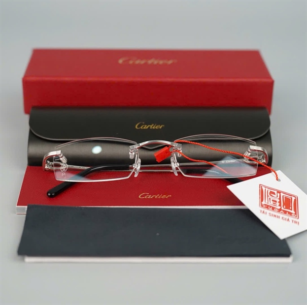 Mắt kính Cartier ko viền màu bạc (CT0045O 001) KG+