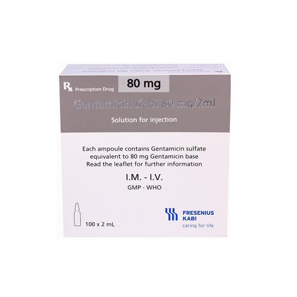 Gentamicin 80mg/2ml inj kabi (h/100o/2ml)