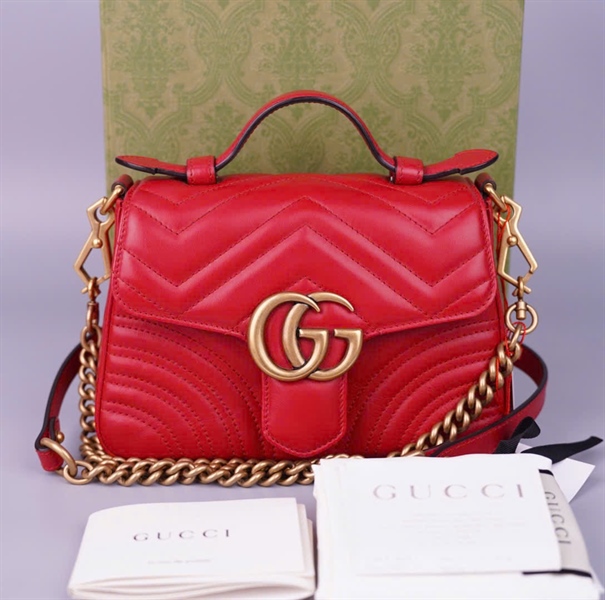 Túi GG Marmont handle đỏ (547260486628) sz20 KG+