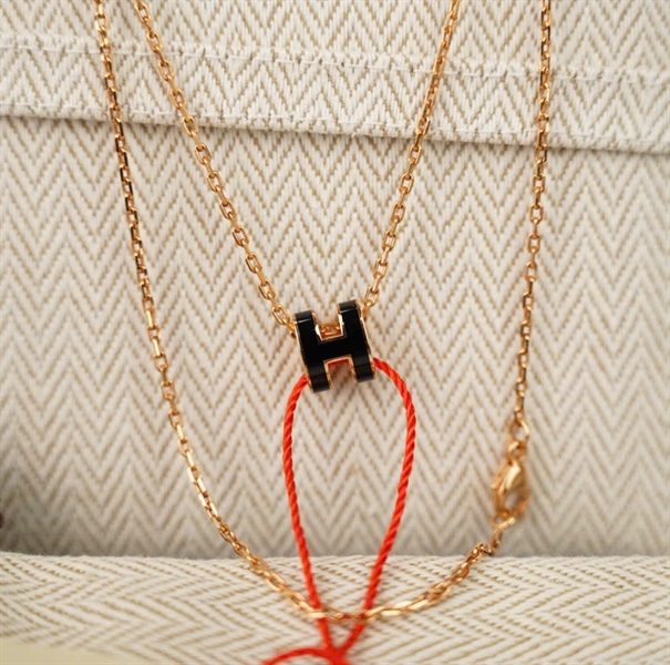 Dây chuyền Hermes Pop H Mini đen KG+
