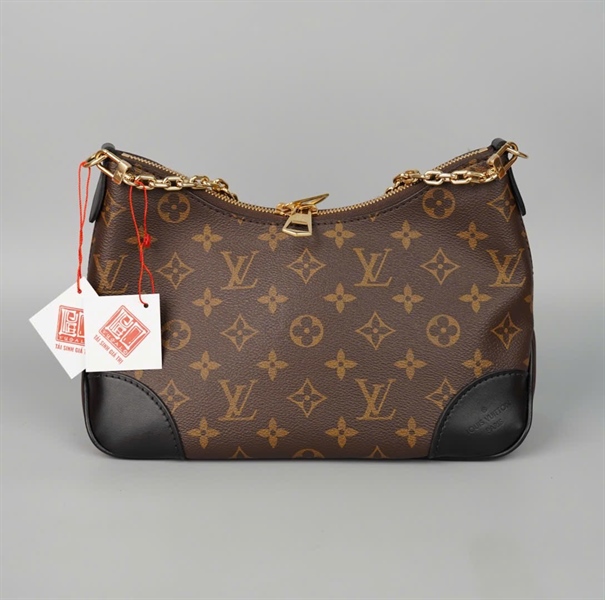 Túi LV Boulogne hoa nâu viền đen 2strap sz24 +