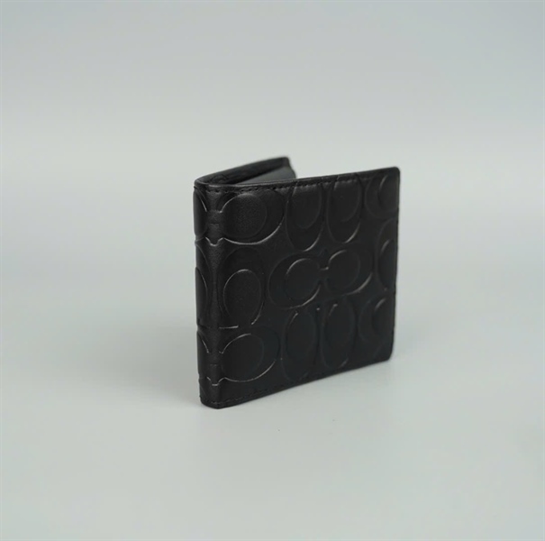 Ví Coach gập 2 đen logo chìm +