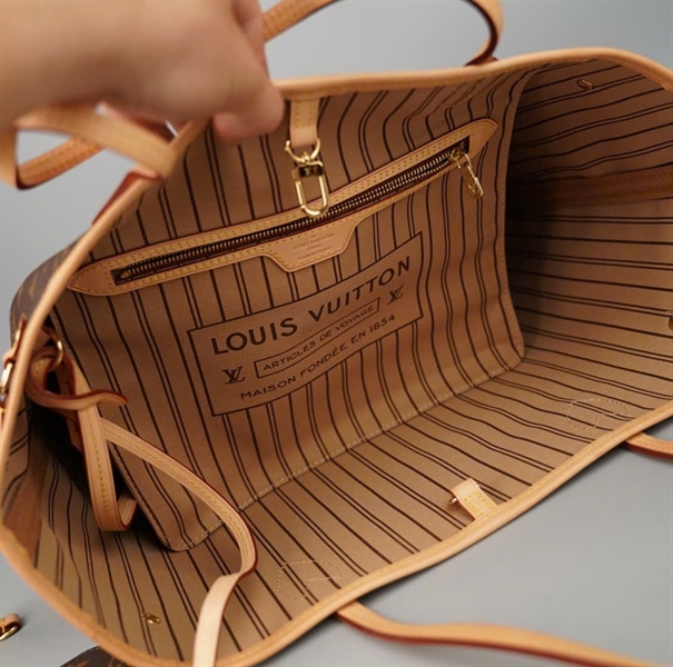 Túi LV Neverfull hoa nâu kèm ví sz32 +