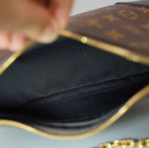 Túi LV Boulogne hoa nâu viền đen 2strap sz24 +