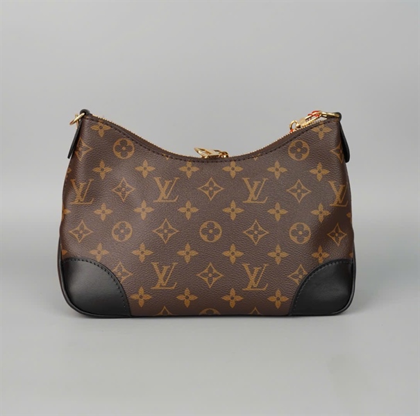 Túi LV Boulogne hoa nâu viền đen 2strap sz24 +
