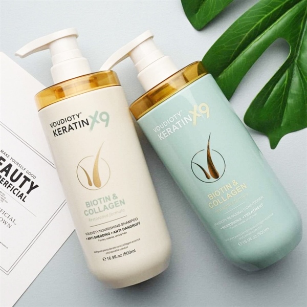 Cặp Gội Xả Voudioty Keratin X9 Biotin & Collagen 500ml