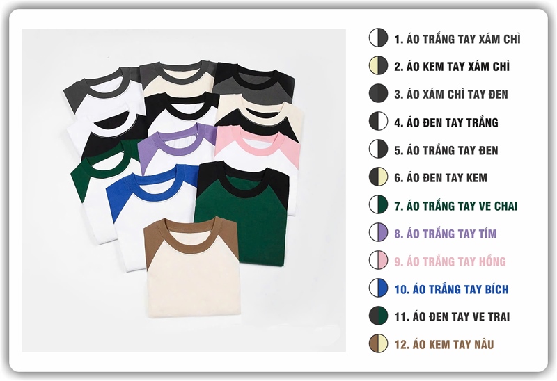 Áo Raglan Đen phối Kem | Unisex 100%cotton