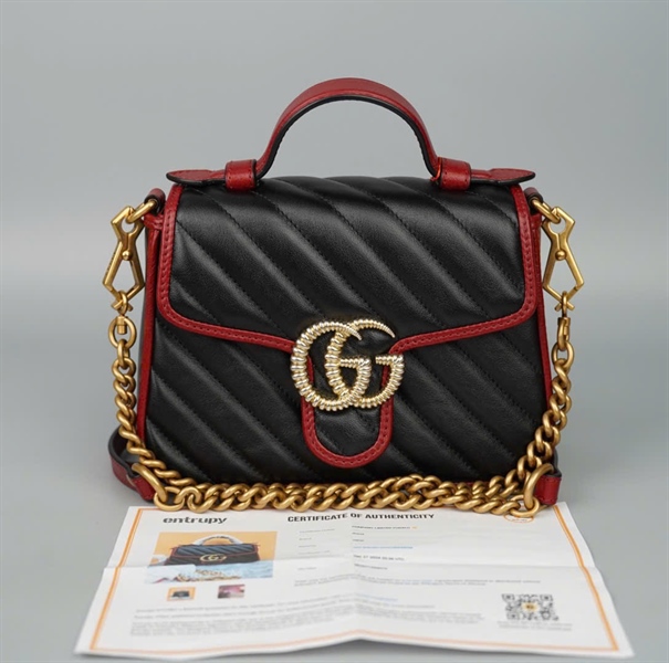 Túi GG Marmont đen viền đỏ (583571493075) sz20 KG+