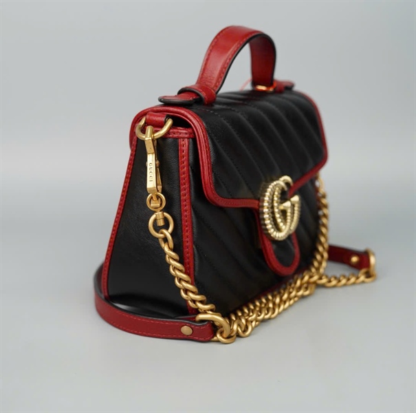 Túi GG Marmont đen viền đỏ (583571493075) sz20 KG+