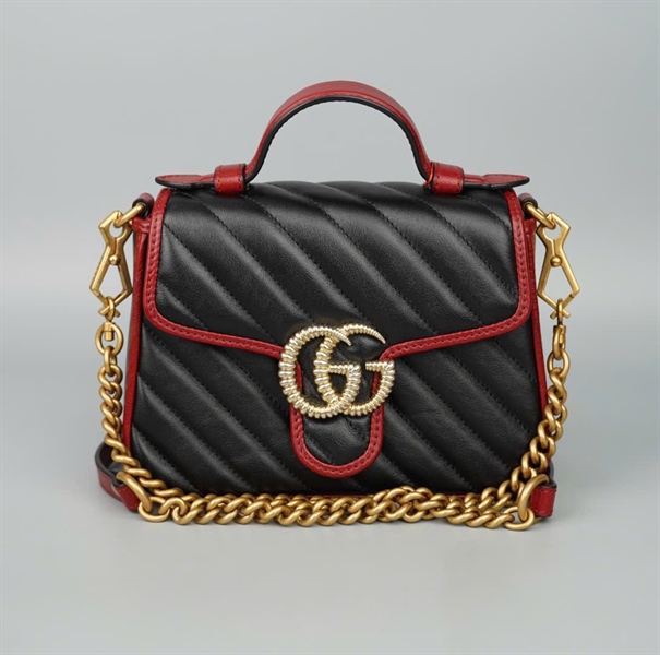 Túi GG Marmont đen viền đỏ (583571493075) sz20 KG+