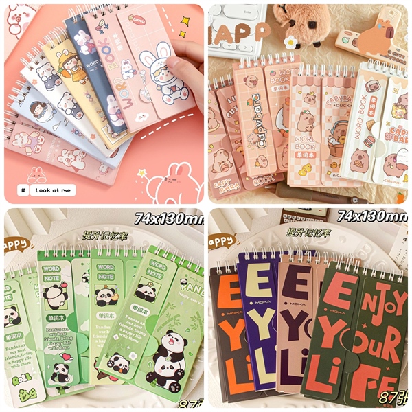 Set 4 sổ HỌC TỪ VỰNG, gáy lò xo trắng, MIX HÌNH, SP2841