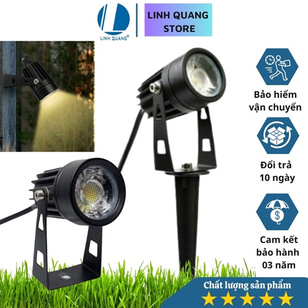 Đèn spot Led sân vườn phi 42mm, vỏ đen