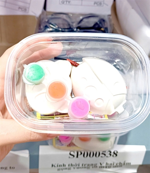 Hộp nhựa 2 tượng kèm màu mix hoạt hình, SP1407