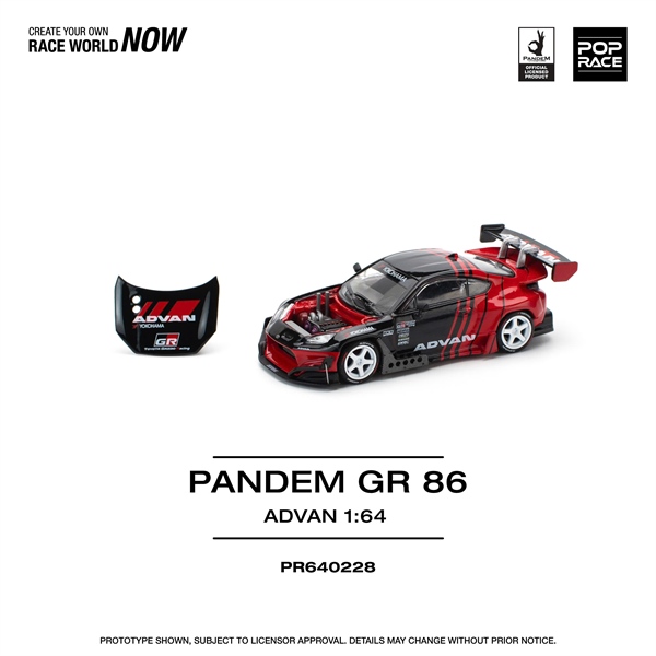 [SGTVN] Pop Race PR640228 PANDEM GR86 - ADVAN Removeable Front Hood | Detailed Engine