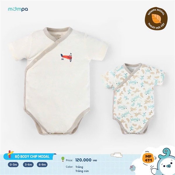 Mompa Bộ Body Chip Modal 2 màu MP471 - Trắng