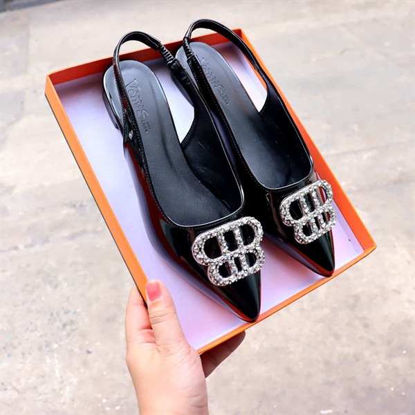 Giày Bít Mũi Hậu Thun Khóa B Kép Mũi Nhọn