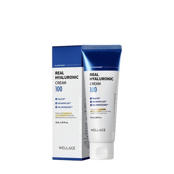 [ xách tay ] Kem Dưỡng ẩm, Làm Dịu Da Wellage Real HYALURONIC 100 Cream 80ml (XANH DƯƠNG)