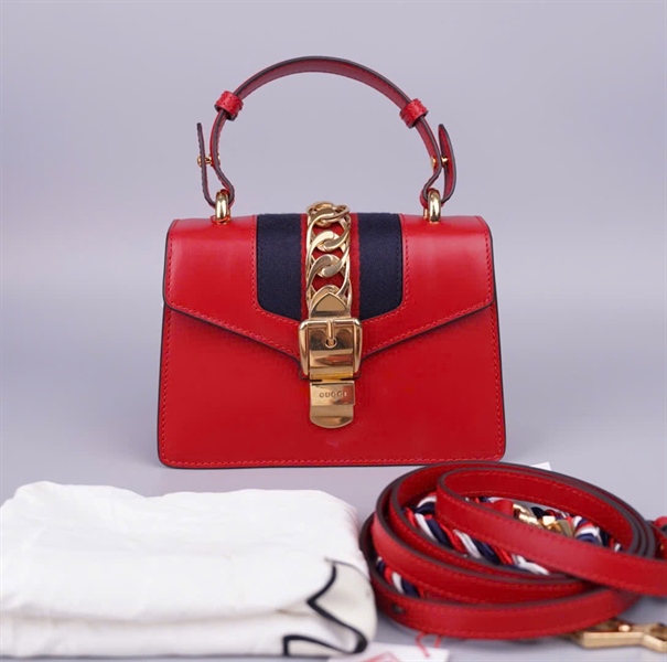 Túi GG Sylvie handle đỏ 2strap (470270525040) (BMC)+