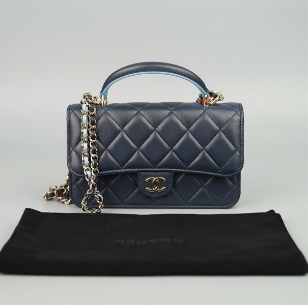 Túi Chanel handle xanh đen (LUC5HPP6) sz17 (BMC) +