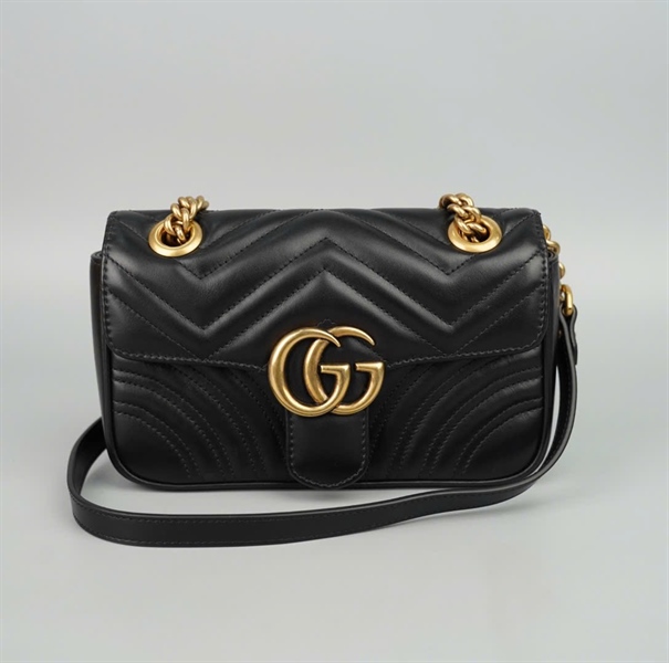 Túi GG marmont đen (446444493075) (BMC) sz21+