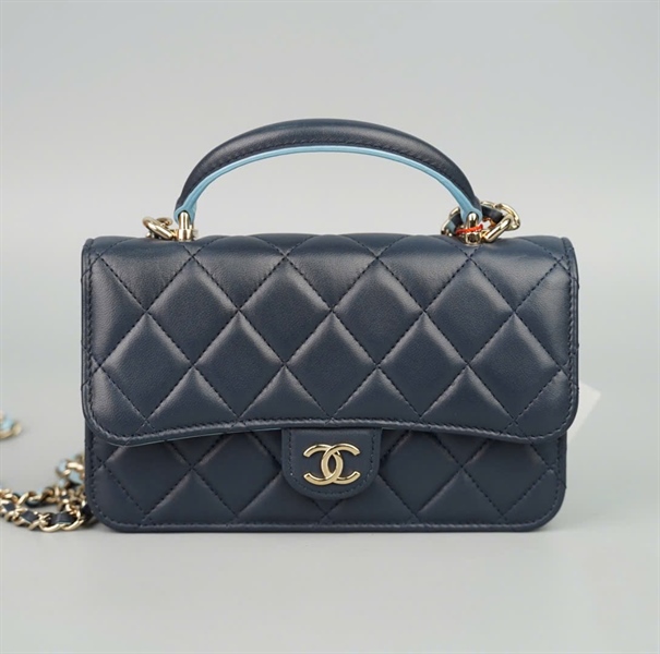 Túi Chanel handle xanh đen (LUC5HPP6) sz17 (BMC) +