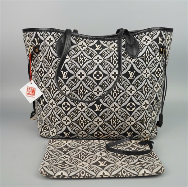 Túi LV Neverfull đen họa tiết 1854 kèm ví (CA3230) sz32 (BMC) +