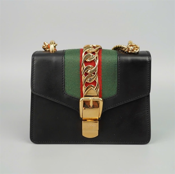 Túi GG Sylvie đen (431666493075) sz18(BMC)+