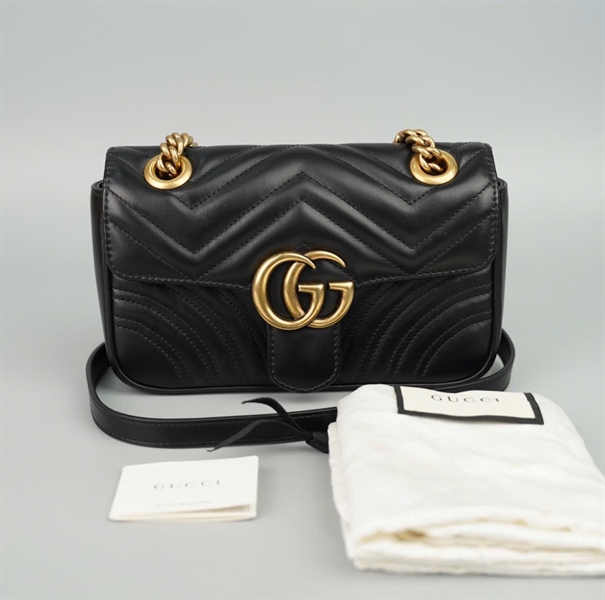 Túi GG marmont đen (446444493075) (BMC) sz21+