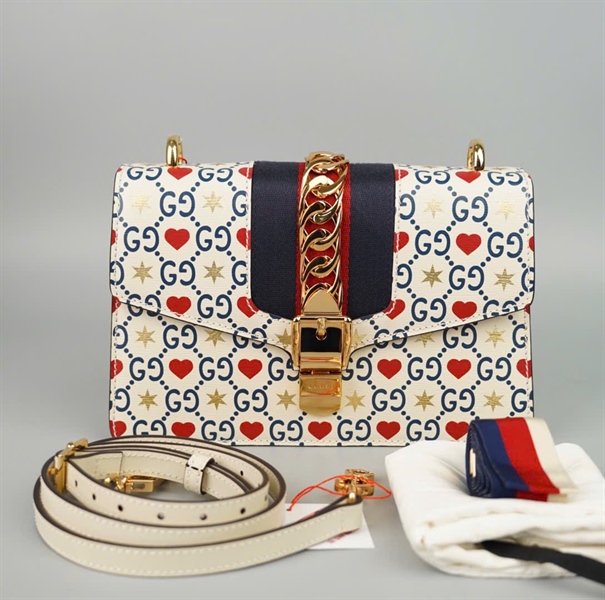 Túi GG Sylvie trắng 2strap (524405007998) sz25(BMC)+