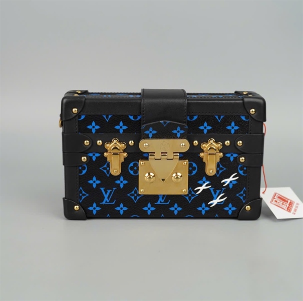 Túi LV trunk đen hoa xanh dương (FL0186) sz19 (BMC)+