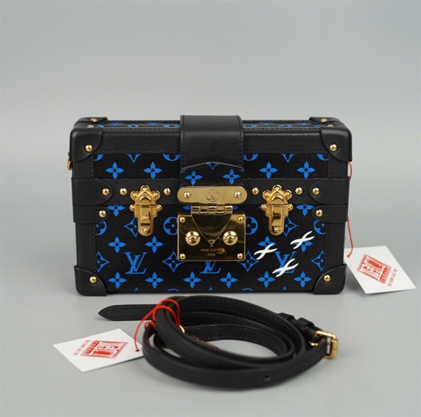 Túi LV trunk đen hoa xanh dương (FL0186) sz19 (BMC)+