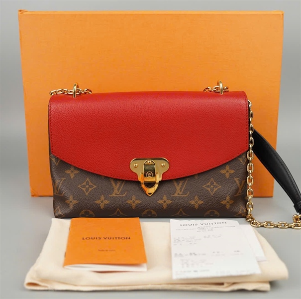Túi LV Saint Placide hoa nâu nắp đỏ sz25 (BMC)+