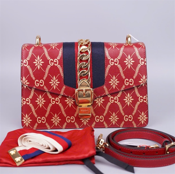 Túi GG Sylvie đỏ 2strap (524465493075) sz25(BMC)+