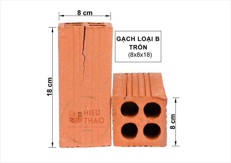 Gạch Ống Loại B 80x80x180mm (Tròn)