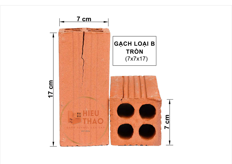 Gạch Ống Loại B 70x70x170mm (Tròn)