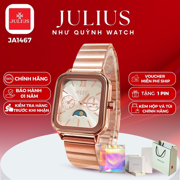 Đồng hồ nữ Julius Hàn Quốc Ja-1467E dây thép (Đồng) Mặt size 2,6cm x 30cm