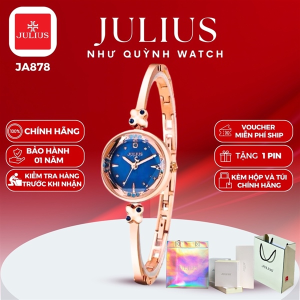 Đồng hồ nữ Julius Hàn Quốc JA-878D dây thép (M.Xanh)