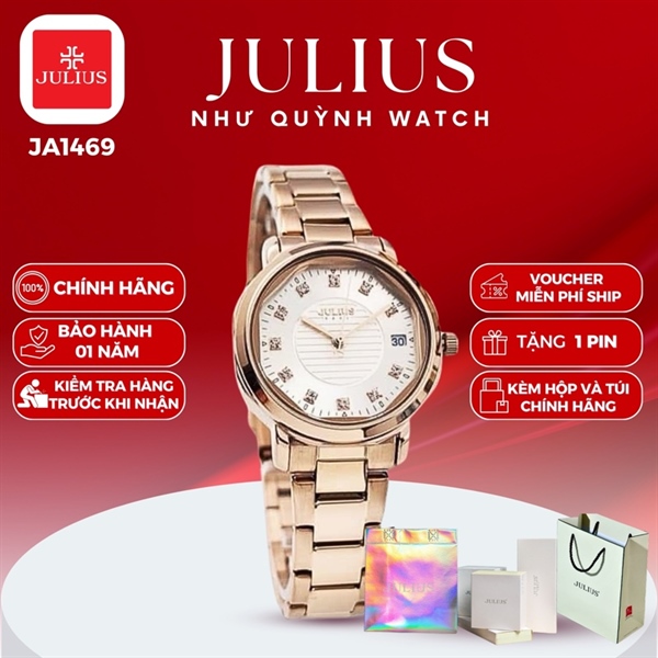 Đồng hồ Nữ Julius Hàn Quốc JA-1469E dây thép (Đồng)