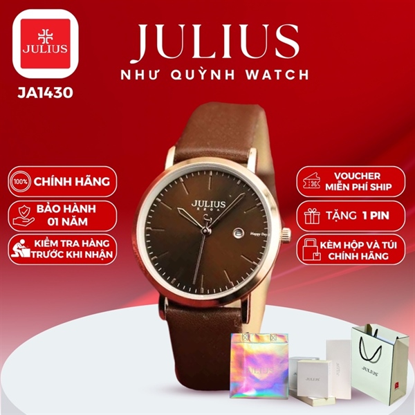 Đồng hồ nữ Julius Hàn Quốc Ja-1430B dây da (Nâu)