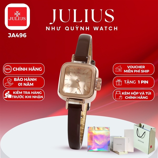 ĐỒNG HỒ NỮ JULIUS JA-496C DÂY DA NÂU pin 626