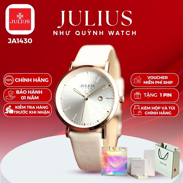 Đồng hồ nữ Julius Hàn Quốc Ja-1430A dây da (Trắng)