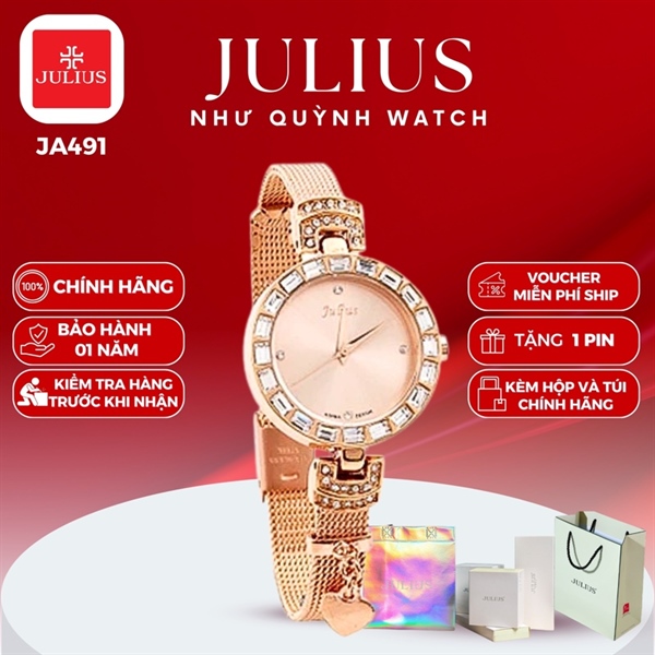 Đồng hồ nữ Julius Hàn Quốc Ja-491E Dây thép (Đồng)