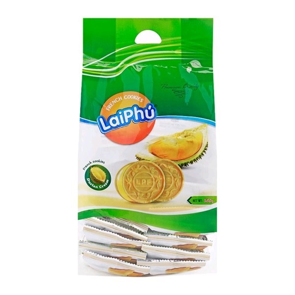 Bánh french Cookies kem sầu riêng Lai Phú gói 350g
