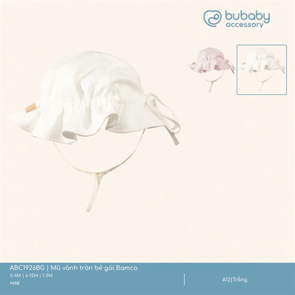 BC1926 - 3M/12M Mũ vành tròn bé gái Bamco Bubaby