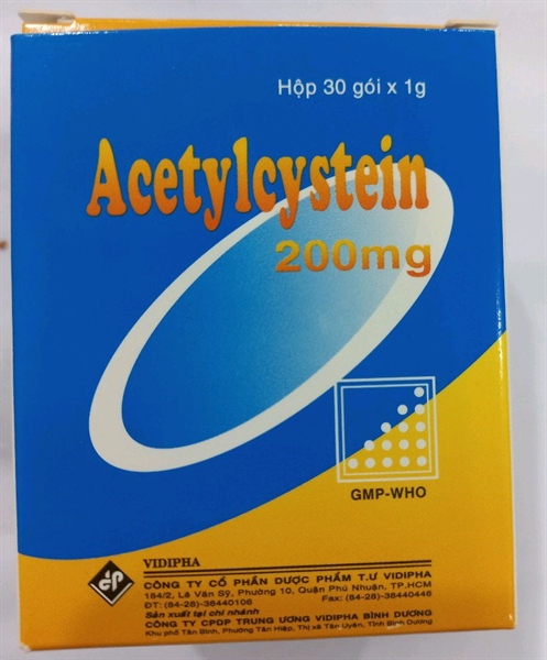 Acetylcystein 200mg (Hộp 30gói x 1g) - Vidipha