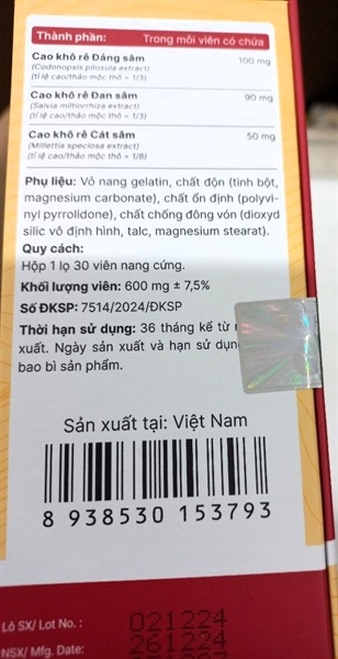 Tam Sâm Đan (Hỗ trợ tăng cường sức khỏe, tăng cường sức đề kháng) (Lọ 30 viên) - Thái Minh 2