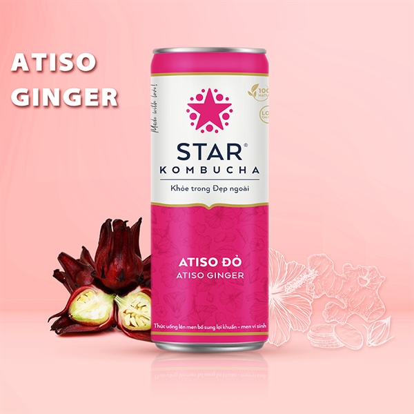 Nước Uống Lên Men Star Kombucha Atisol đỏ Lon 250ml