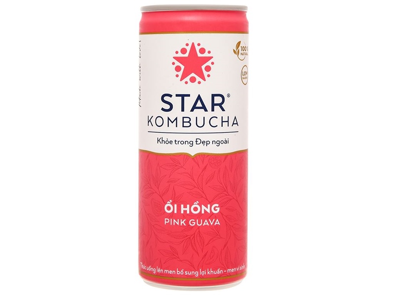 Nước Uống Lên Men Star Kombucha Atisol ổi hồng Lon 250ml