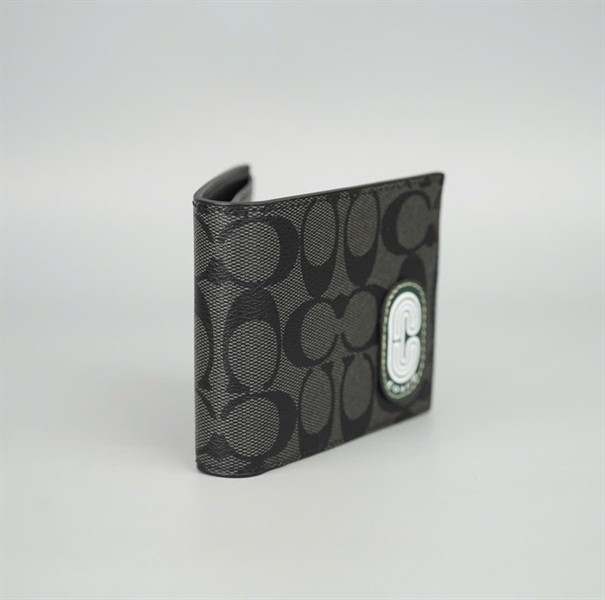 Ví Coach đen in chữ cho nam +