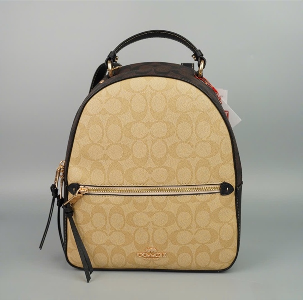 Balo Coach màu be viền nâu +